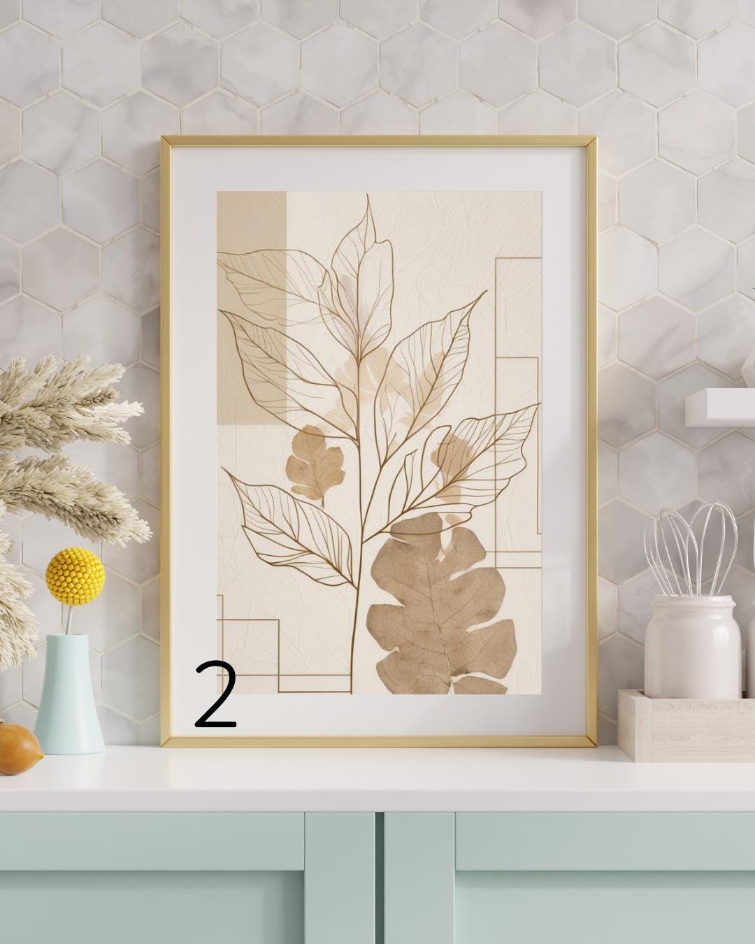 Neutral Botanical Wall Art Collection Minimalist Line Art Modern Nature Prints Japan & Scandinavian Decor Aesthetic Digital Download 2 of 3